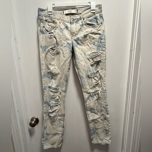 Abercrombie & Fitch Stretch Blue and White Distressed Jeans Size 6
